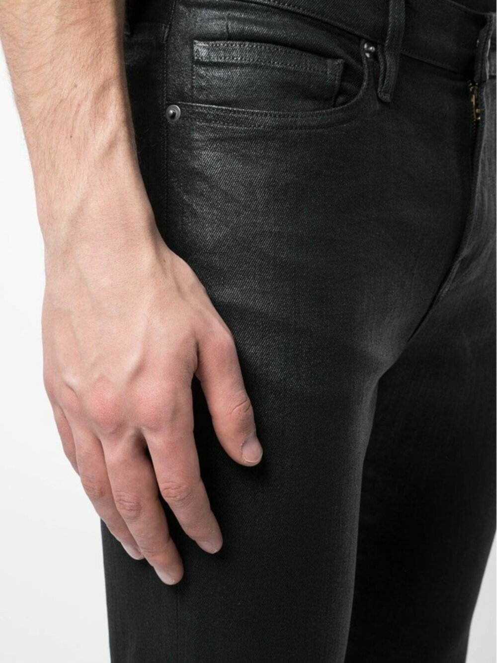 FRAME Men's Denim Black Slim Jeans with Coated Finish - 36 - Picture 9 of 10